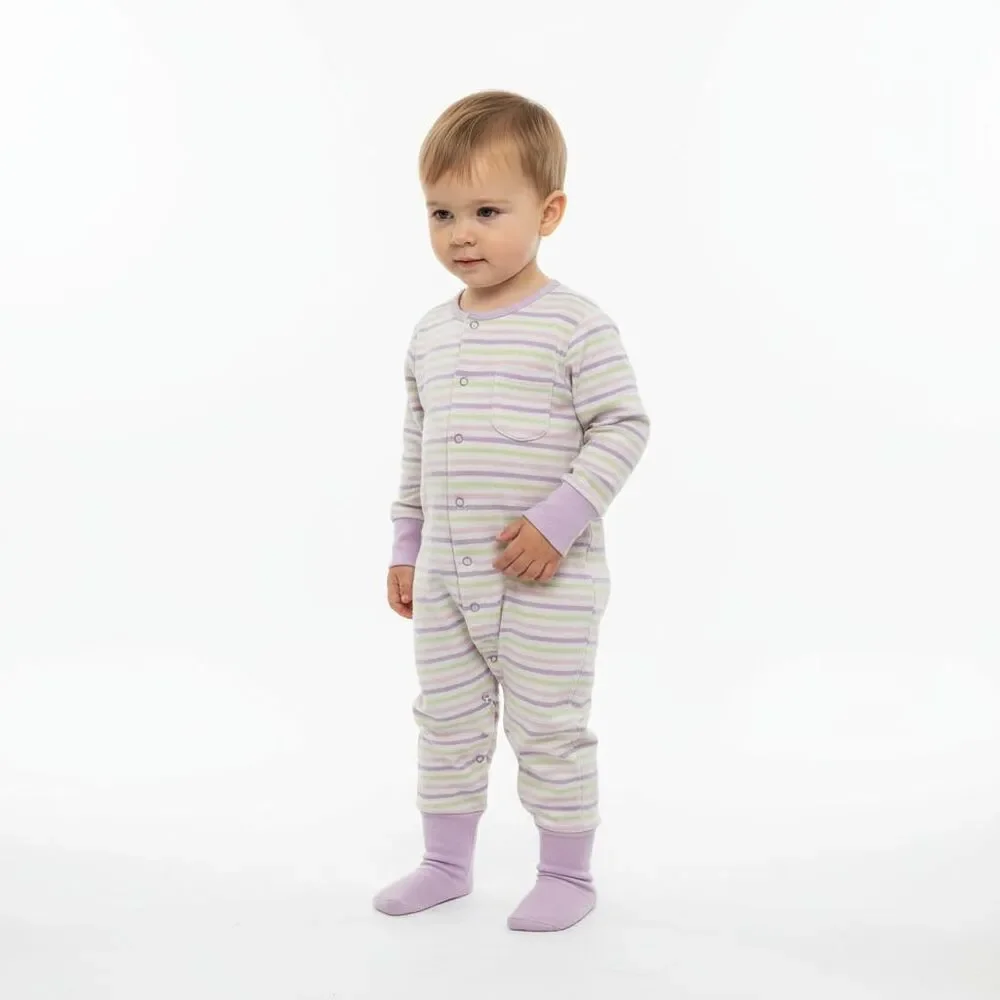 Pajamas Striped Pastel Footless Sleepsuit Girls 12 Months One Piece PJ Jammies